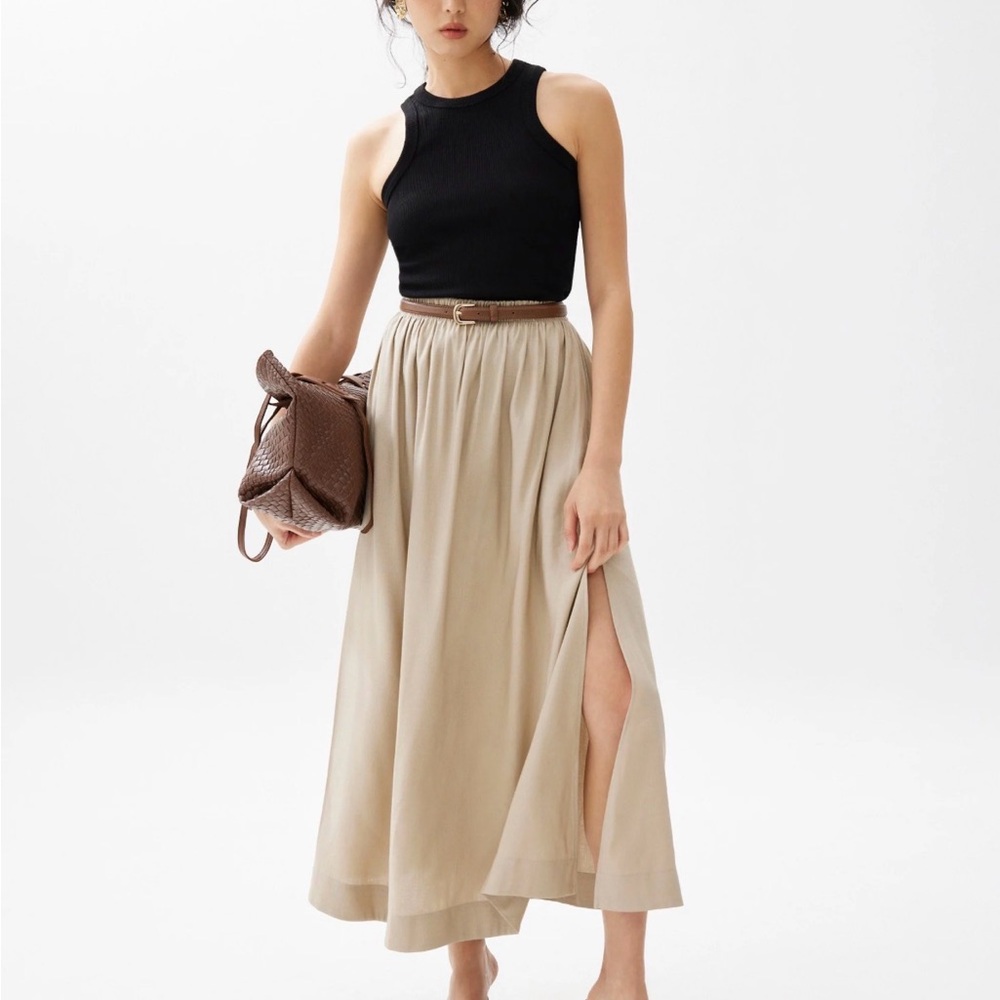 Love, Bonito - Rei Elastic Linen A-line Maxi Skirt